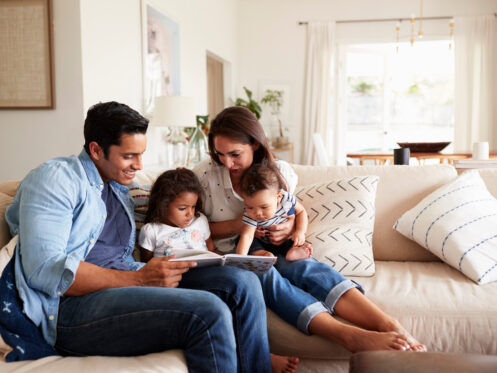 A young Dallas family during reading time